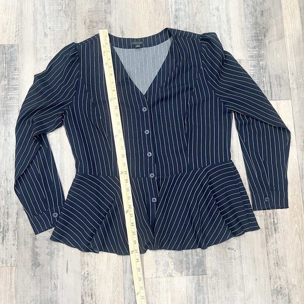 Ann Taylor Navy Striped Blouse